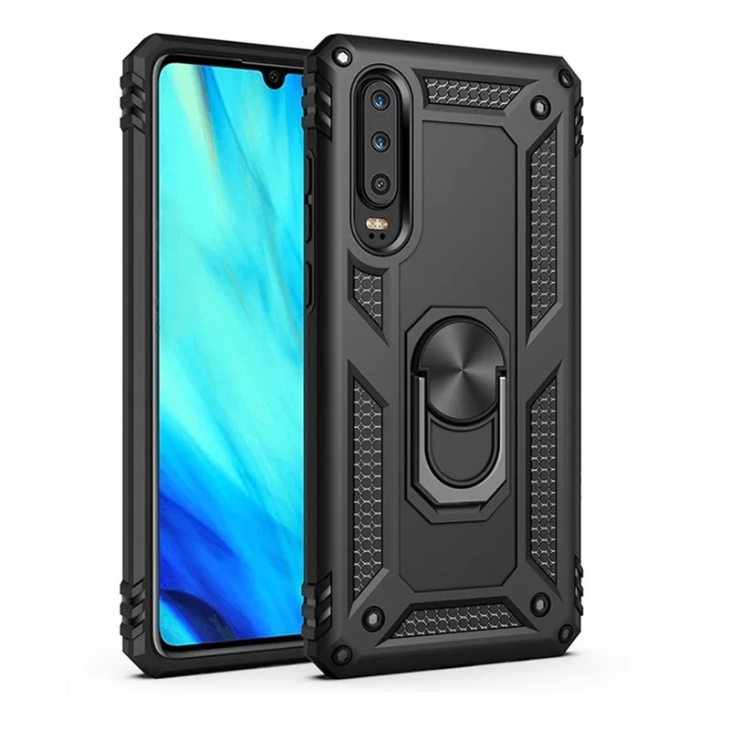 Black Phone Case Чехол для телефона huawei P30 Pro P Smart Nova 4e ударопрочный чехол с подставкой для huawei P20 Lite P30 Lite чехол для телефона - Цвет: Black Phone Case