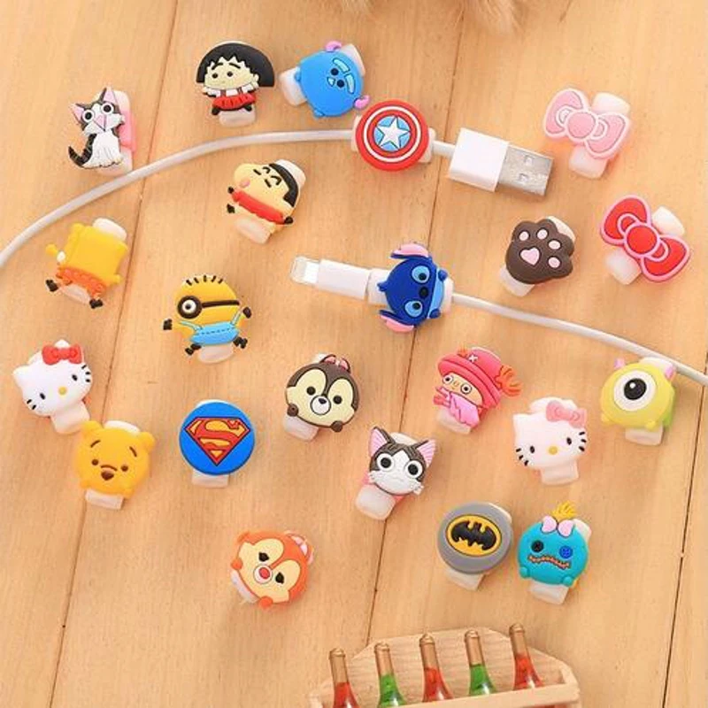  100PCS/LOT Cartoon Cable Protector Data Line Cord Protector Protective Sleeves Cable Winder Cover For iPhone USB Charging Cable