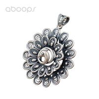 vintage 990 sterling silver peacock pendant for women girlsfiligree stylefree shipping