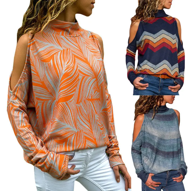 Модная брендовая Новинка Женская свободная футболка с открытыми плечами и