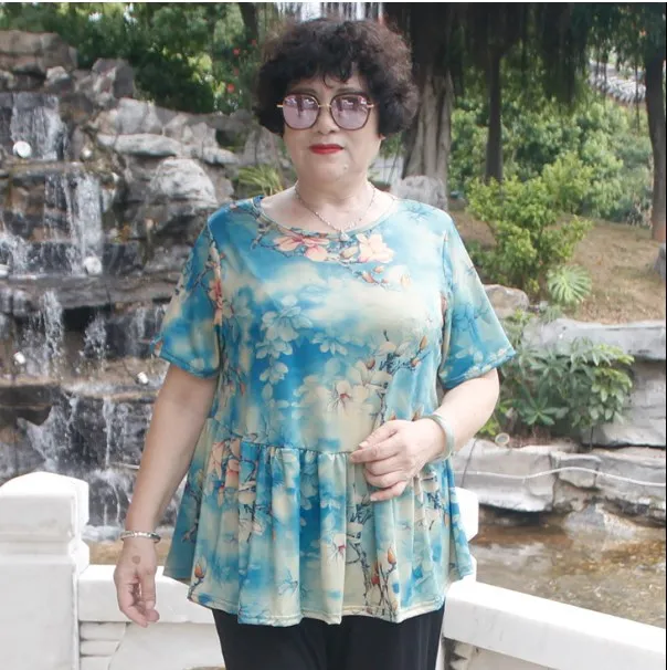 Женская футболка с круглым вырезом и цветочным принтом Повседневная Свободная