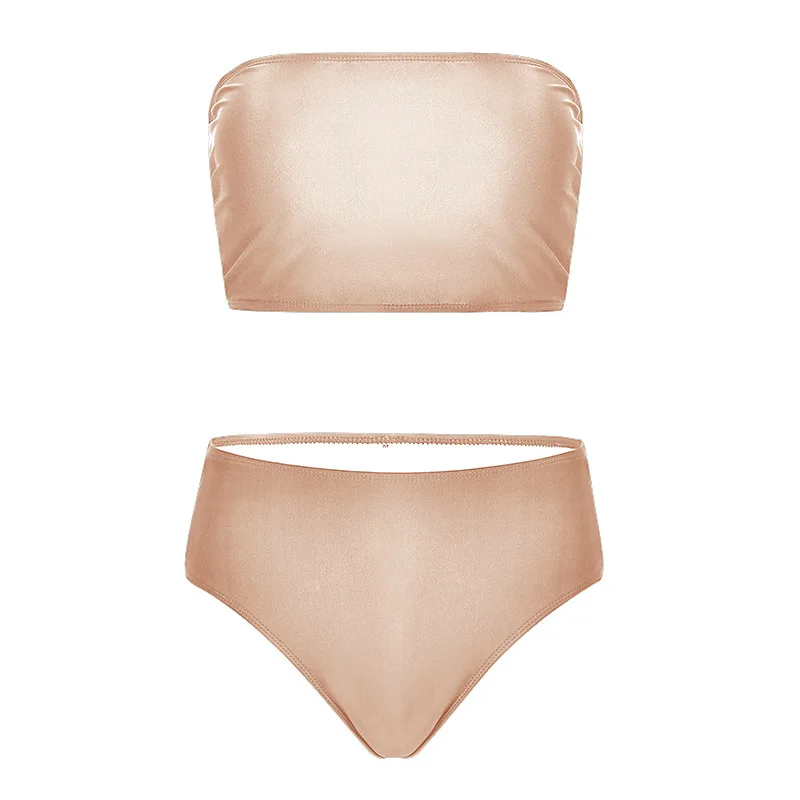 Женский купальник сексуальный комплект бикини однотонное с открытой спиной