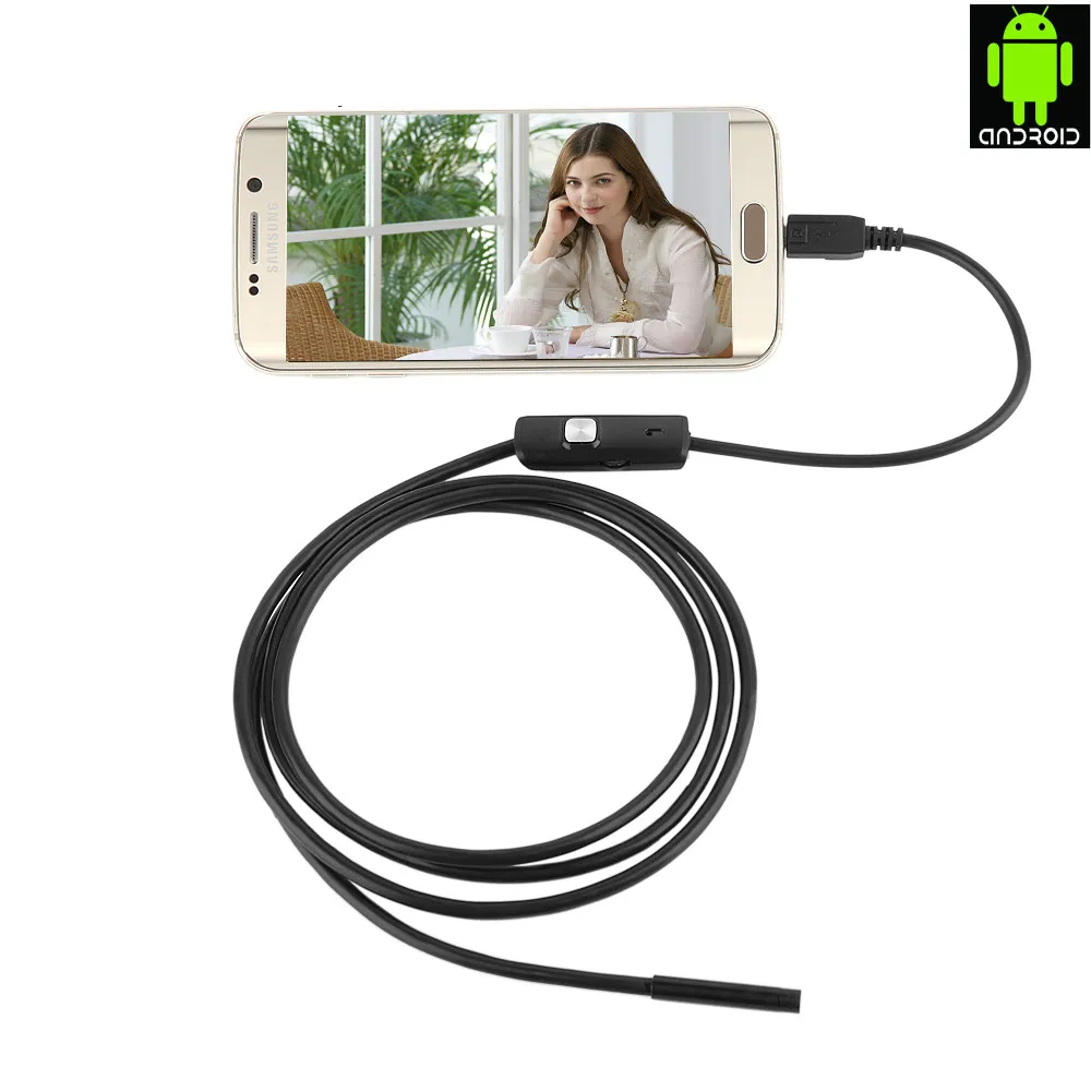 Эндоскоп водонепроницаемый объектив 7 мм для некоторых телефонов Android 1 м 2 3 5 Micro USB