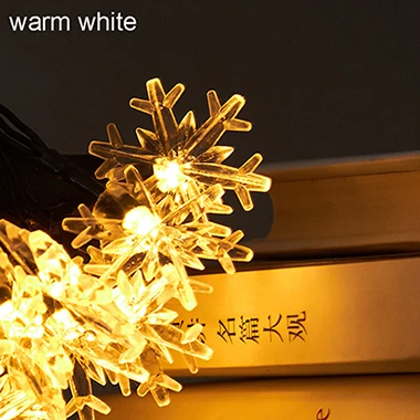 warm white 6,5 м 30LED Солнечный снег хлопья струнный свет Водонепроницаемый Открытый медный провод Рождественская гирлянда для сада Свадебная вечеринка украшения - Испускаемый цвет: warm white