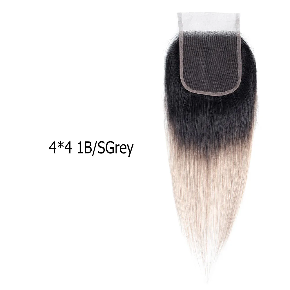 MOGUL волосы 4*4 Кружева Закрытие T 1B серый розовый Омбре Remy человеческие волосы бразильские прямые волосы средняя часть закрытие 10 12 14 дюймов - Цвет волос: E02 4x4 SGST