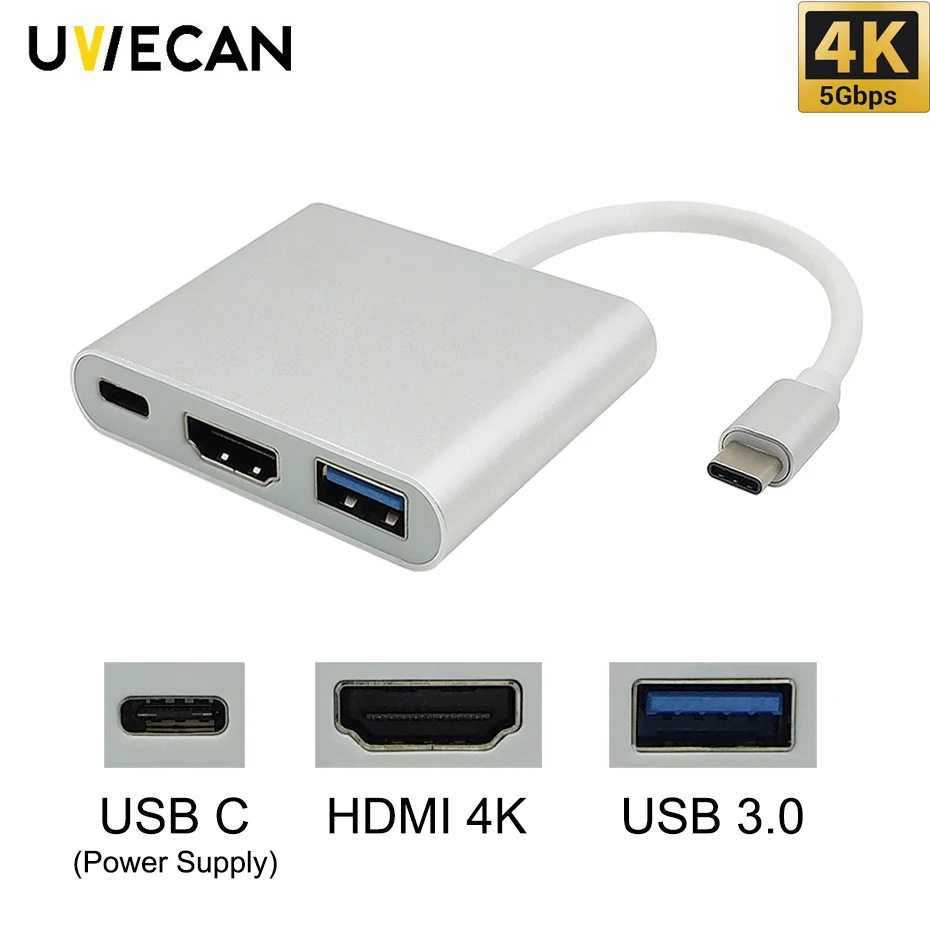 3 в 1 USB C к HDMI 0 зарядный адаптер конвертер с 4K Type концентратор для HDTV PC 2017 Macbook Pro Dell