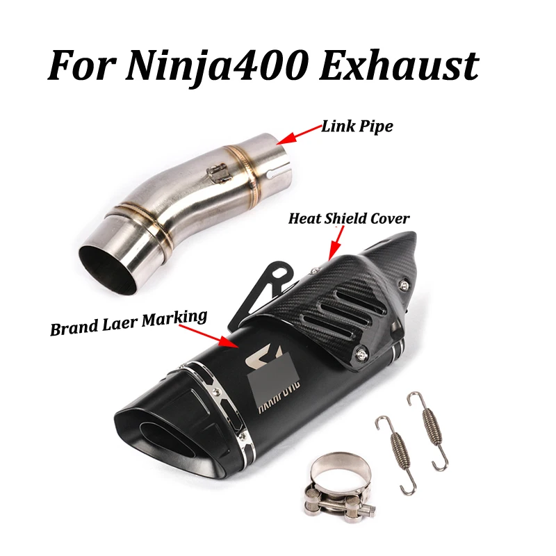 Slip on For Kawasaki Ninja400 Motorcycle Exhaust Muffler Modified With Brand Logo Carbon Fiber/stainless Steel Moto Escape | Автомобили и