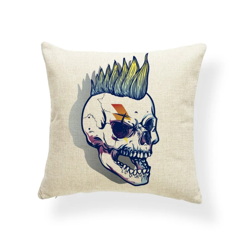 Sugar Skull Подушка с цветами хэллоуинская страшилка Подушка колдовство синий средний век современный подарок для общежития подушка 45X45 см льняная теплая