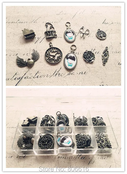 (Ювелирные подвески) 66 шт./компл. микс 10 видов стилей талисманы из античной бронзы