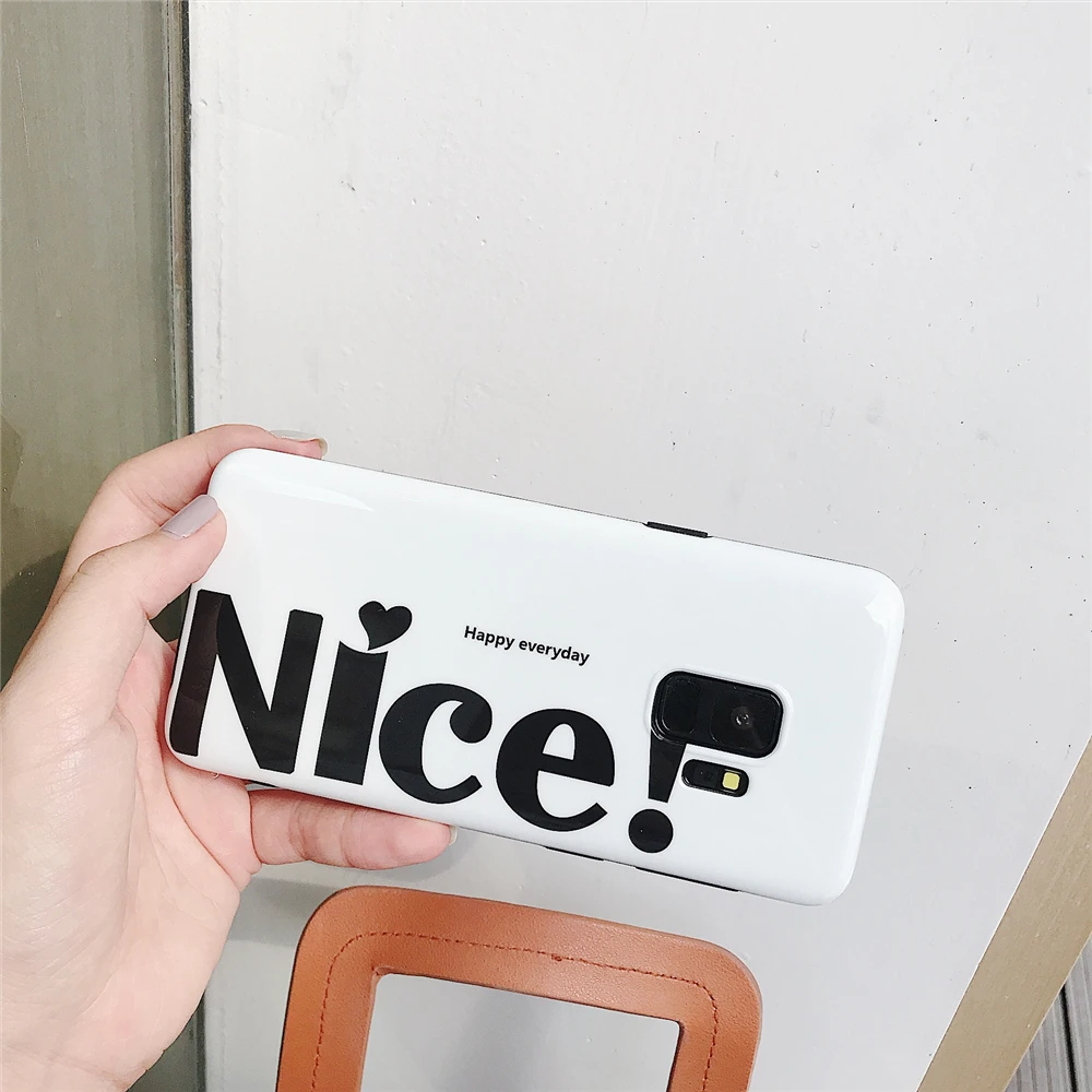 Роскошные модные простые английский белый чехол для телефона Samsung Galaxy S8 S9 S7 край