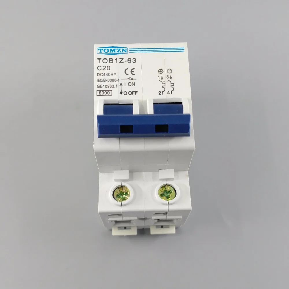 2P 20A DC 440V автоматический выключатель постоянного тока MCB C Кривая