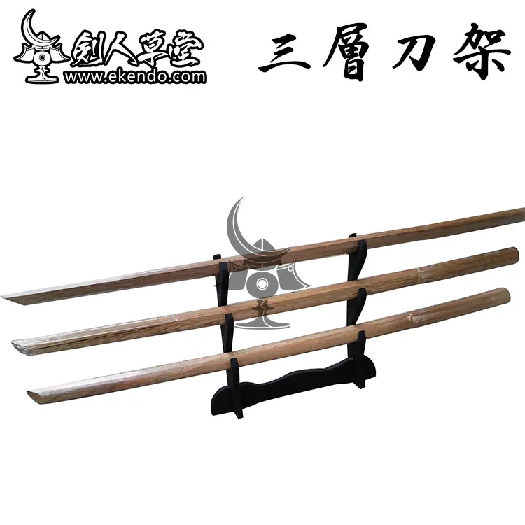  Простая трехуровневая черная подставка KATANA BOKKEN SHINAI с тремя уровнями в виде