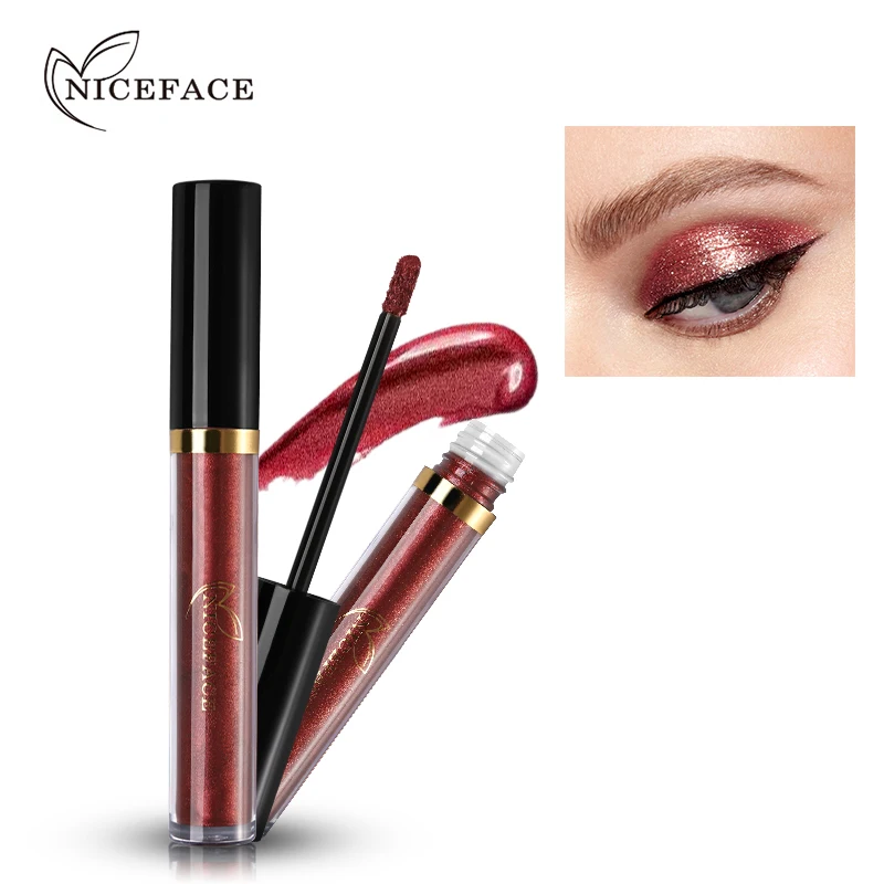 NICEFACE блестящие жидкие тени для век тинт макияжа стойкий яркий пигмент Шиммер