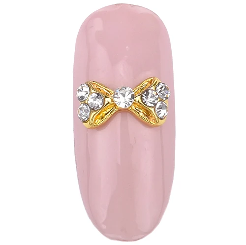 Y69 10 серебристого цвета элегантный банк с кристаллами золотые металлические украшения для ногтей 3d банты для ногтей Y65~ 72 - Цвет: Y69