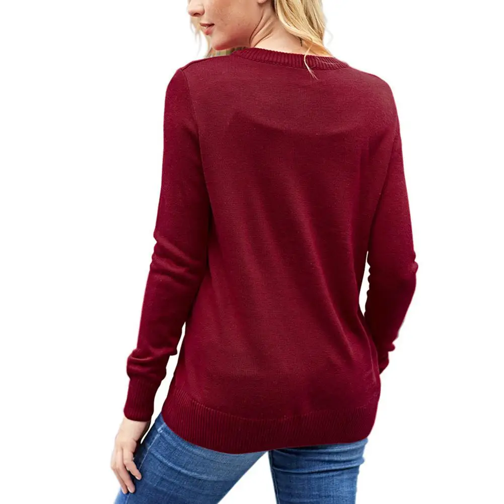 Yiwa Women Winter Warm Round Collar Long Sleeve Sweater Casual Christmas Pattern Pullovers Tops soft smooth breathable extremely | Женская