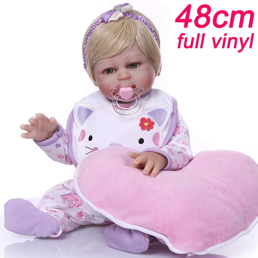 48cm whole Silicone girl Body Reborn Baby Doll Toy For sale and Cartoon animal clothes mini angel Princess Babies Bebe Bathe toy | Игрушки и