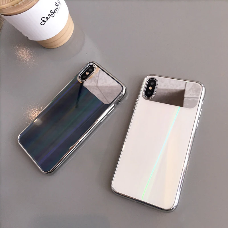 GlamPhoneCase Luxury Mirror Phone Case For iPhone 8 X Cool Laser Shining iphone 7 6 6S Plus Hard Back Cover Cases |
