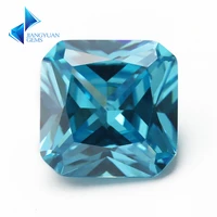 size 4x410x10mm square octangle shape princess cut 5a seablue zirconia stone synthetic gems cz stone