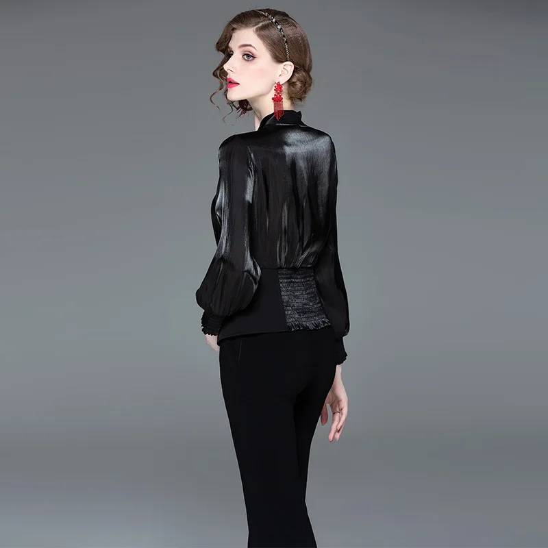 Весенне летний женский комплект из 2 предметов элегантная шифоновая рубашка для