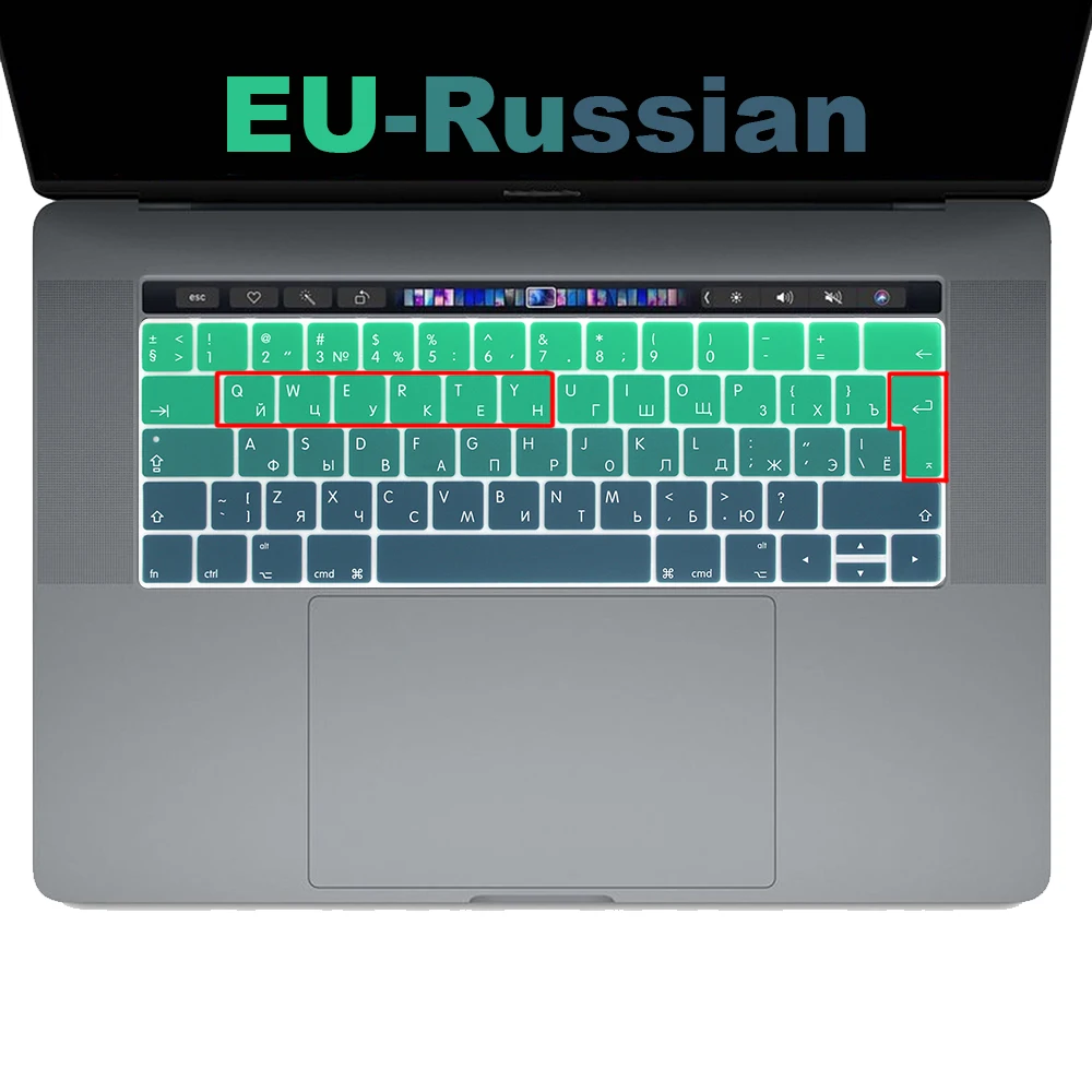 Русская клавиатура чехол Защитная пленка для нового Macbook Pro 13 15 с сенсорной панелью модель A1706/A1989 A1707 A2159 A1990 EU