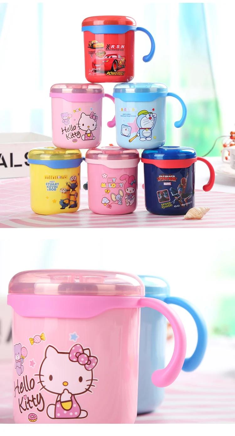 Детская чашка hello kitty 304 из нержавеющей стали стаканчики с ручкой 260 мл