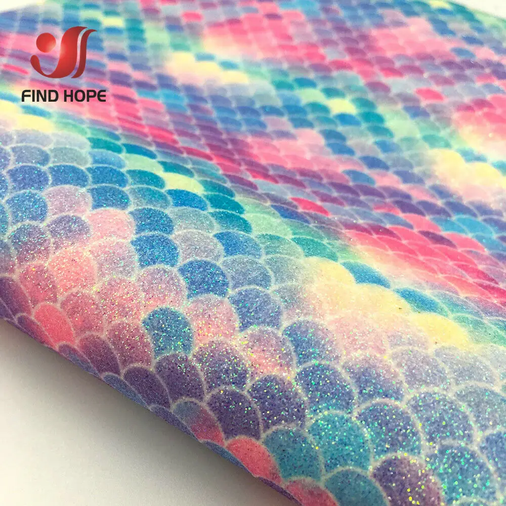 Fish Scale Rainbow А4 цветочный принт сверкающая радуга звезда бабочка тонкий блеск кожа ткань кожзам лук Ремесло DIY материал - Цвет: Fish Scale Rainbow