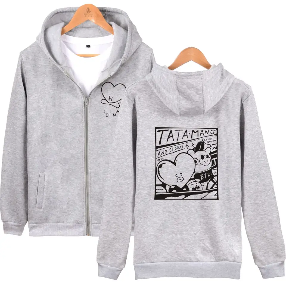 Kpop Bangtan Jim V Zipper Hoodies Sweatshirt Cool Kpop College Stylish New Autumn/Winter Casual Fashion Zipper Sweatshirt