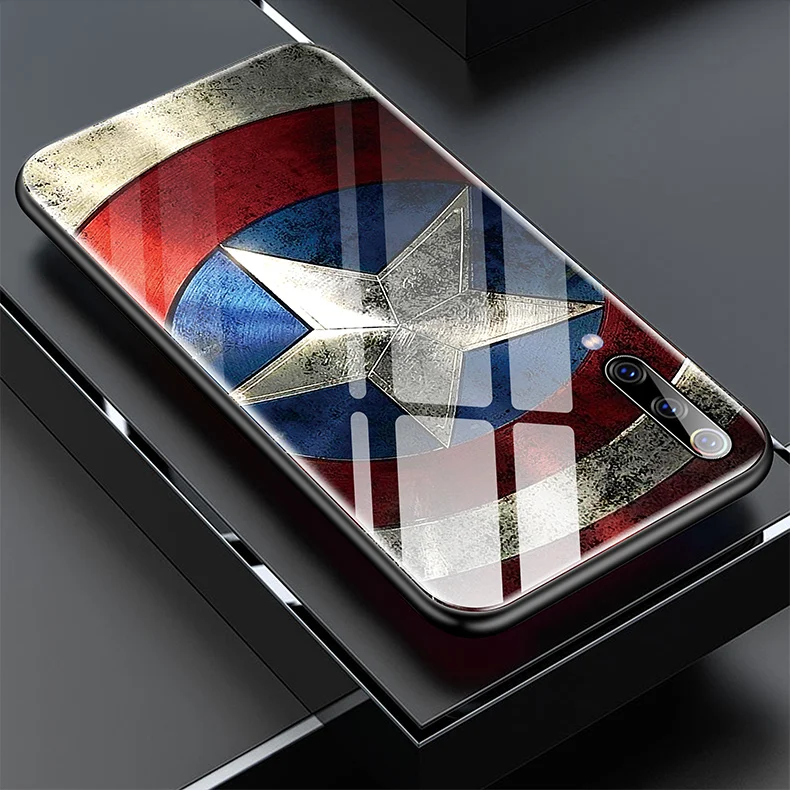 Чехол для телефона Marvel Железный человек Бэтмен стекло для Xiaomi mi 8 9 SE Lite F1 9T красный mi Note 5 6 7 8 Pro Plus чехол Капитан Америка