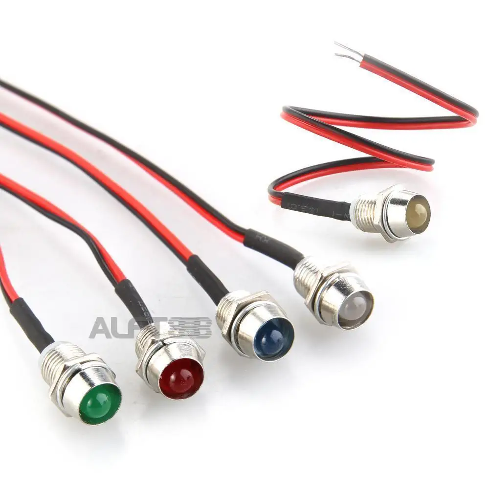 6 шт. DC12V LED 8 мм металлический индикатор водонепроницаемый IP65 сигнальная лампа