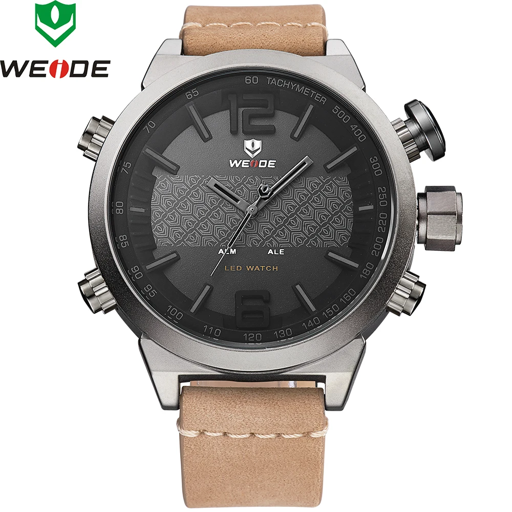 Топ люксовый Бренд WEIDE Модные мужские спортивные часы кварцевые Светодиодные