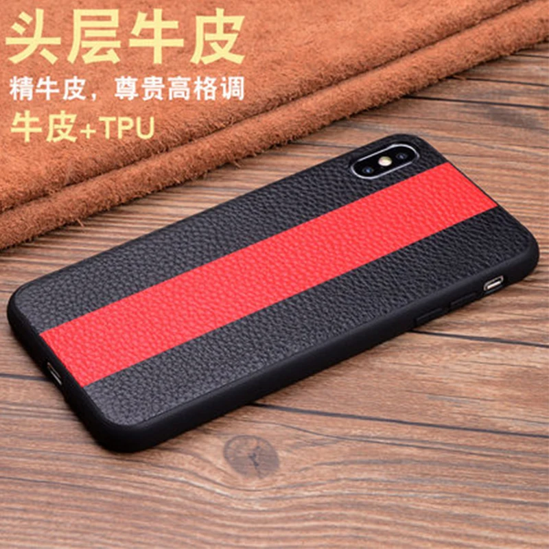 

Модный чехол из натуральной кожи для iPhone X/XS Max, мягкий чехол из ТПУ с рамкой, Бесплатная защита экрана из закаленного стекла для iPhone X