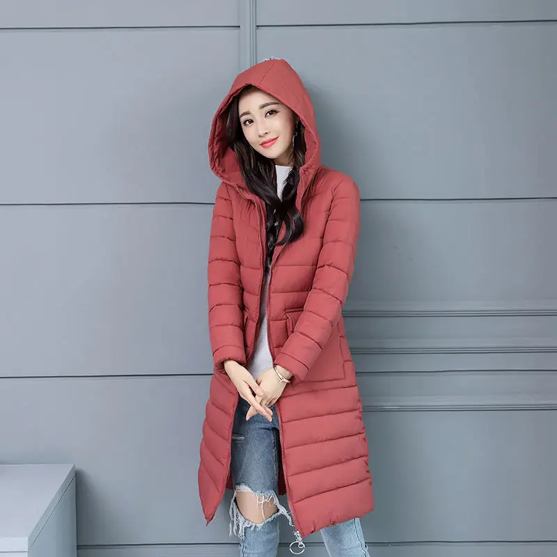 Rust red Vangull, женские зимние парки, пальто, теплые, длинный рукав, с капюшоном, хлопок, пальто, осень, новые, сплошного размера плюс, длинное пальто, длинная верхняя одежда - Цвет: Rust red