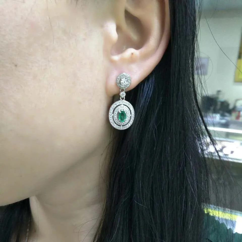 TBJ классические серьги нового дизайна натуральные изумрудные сережки в 925 пробы