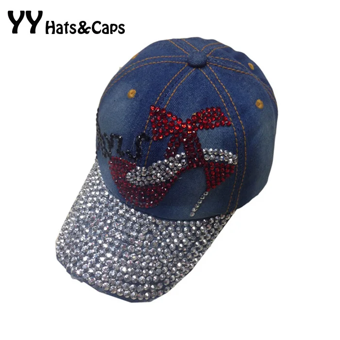 Красочные Стразы Снэпбэк кепки для женщин обувь на высоком каблуке модные