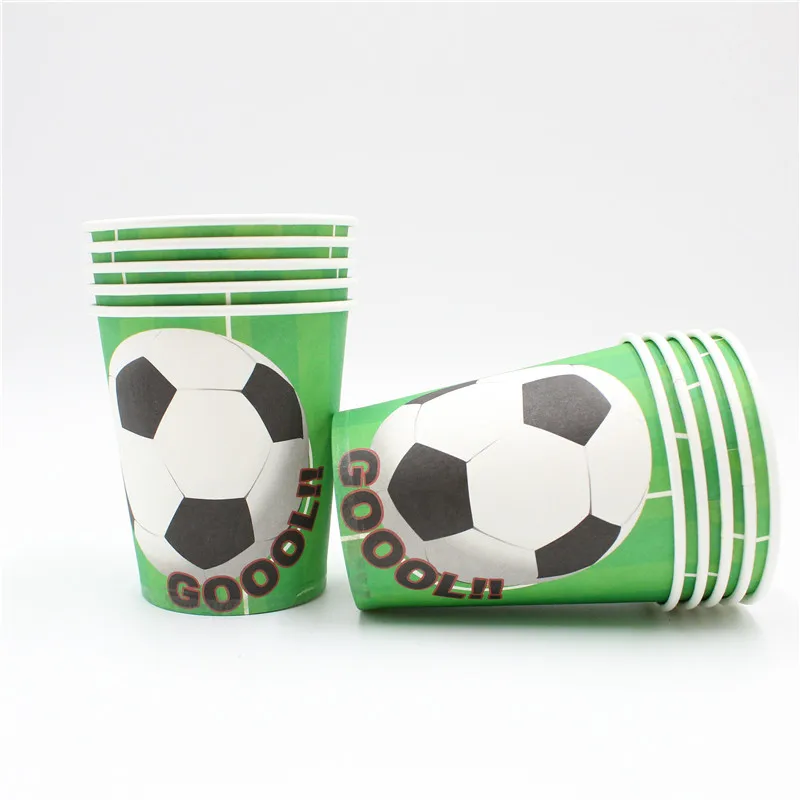Cup 10pcs Тема Кубка мира футбол Зеленый День рождения украшения детские одноразовые столовые приборы набор салфеток Подарочный пакет вечерние принадлежности - Цвет: Cup 10pcs