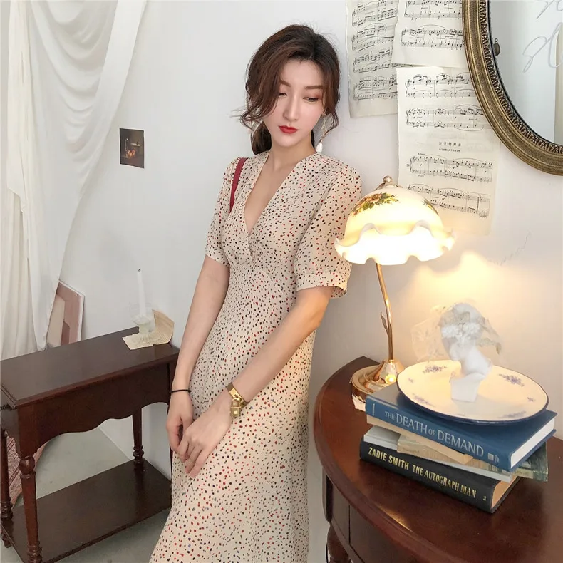 Женские Короткие повседневные платья в горошек весна лето 2019|Женские платья| |