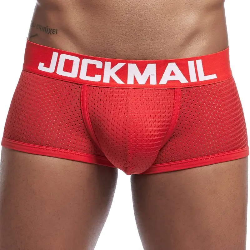 Красный JOCKMAIL, новинка, боксеры, мужское нижнее белье, дышащая сетка, сексуальное мужское нижнее белье, трусы, cueca, боксеры, боксеры, мужские шорты, calzoncillos - Цвет: Красный