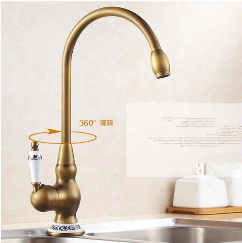 2016 керамический античный латунный кухонный кран фарфоровый для ванной комнаты