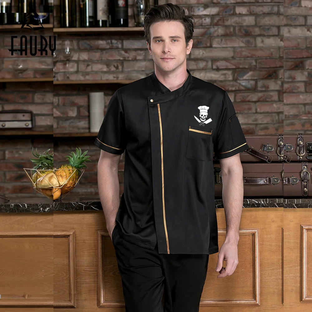 Новинка забавная куртка шеф повара с принтом черепа коротким рукавом унисекс