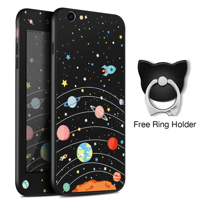 Solar System ASINA 360 Полный Чехол для iPhone 6 6s чехол силиконовый милый рисунок для iPhone 6 6s Plus защита экрана бесплатно - Цвет: Solar System