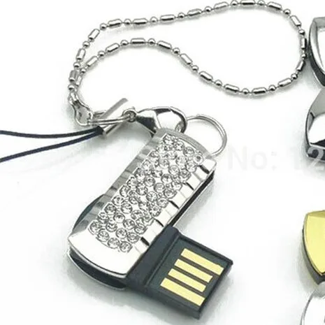 Silver JASTER кристаллом цепи USB Flash Drive девушка подарок мода мини Флеш накопитель 64 GB 16 GB 32 GB memory stick usb creativo цепочка для ключей - Цвет: Silver