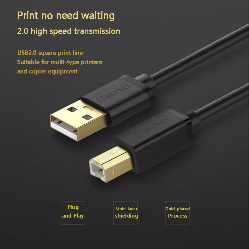 PIHEN usb кабель для принтера Камера сканера canon epson hp USB2.0 квадратный Порты и разъёмы