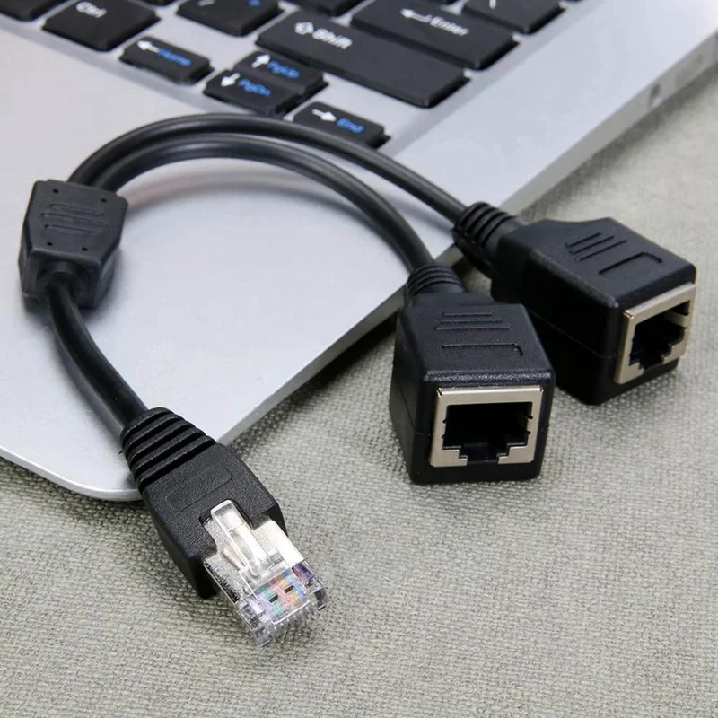 Cat6 LAN Ethernet Extension Cord 1 Male To 2 Female RJ45 Splitter Network Cable Adapter Set Kit |