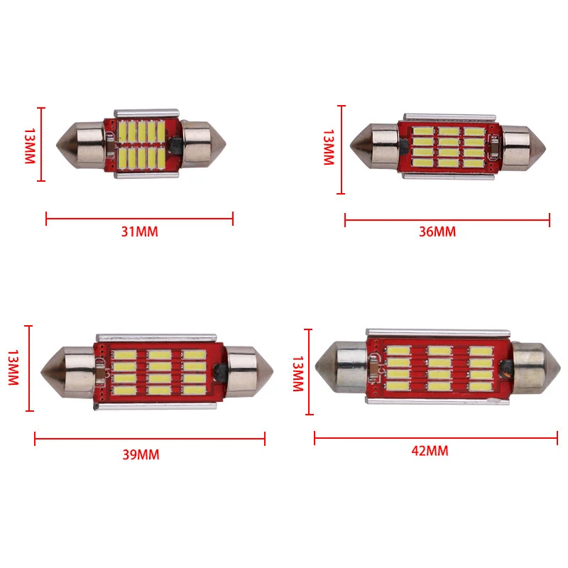 1 шт. высокое качество 31 мм 36 39 42 C5W C10W супер яркий 12 SMD 4014 фотолампа Автомобильная