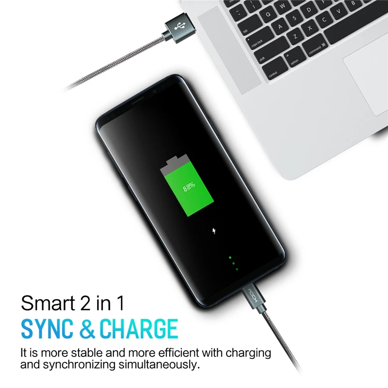 ROCK usb type C кабель металлический быстрой зарядки type-C для Xiaomi samsung Galaxy S9 S8 Note 8 OnePlus