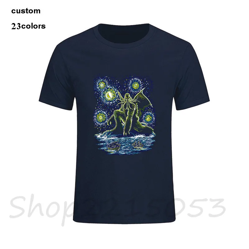 2018 Girthulhu Cthulhu Мужская футболка классная черная с коротким рукавом на заказ более