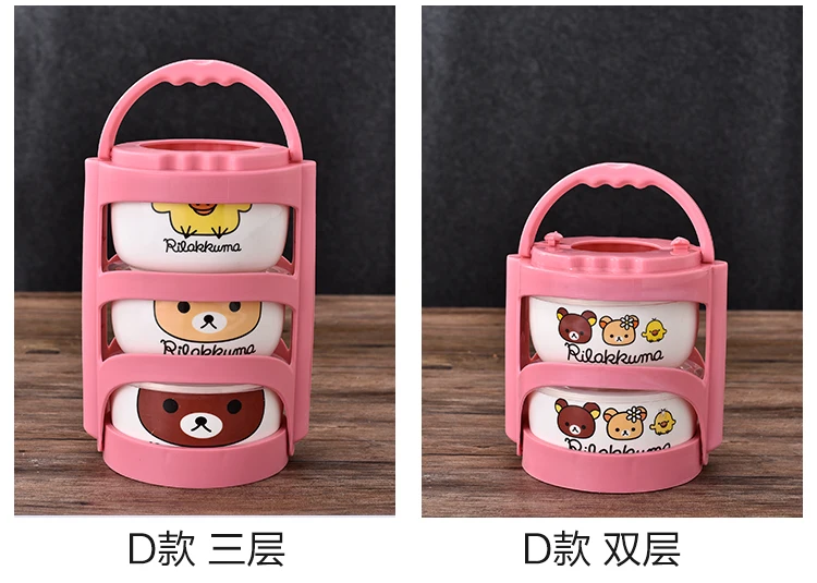 Рисунок «Hello Kitty» коробка 4 шт./компл. Портативный Керамика Коробки для обедов с изоляционные мешки термос для Еда детская Коробки для обедов Еда контейнер для хранения