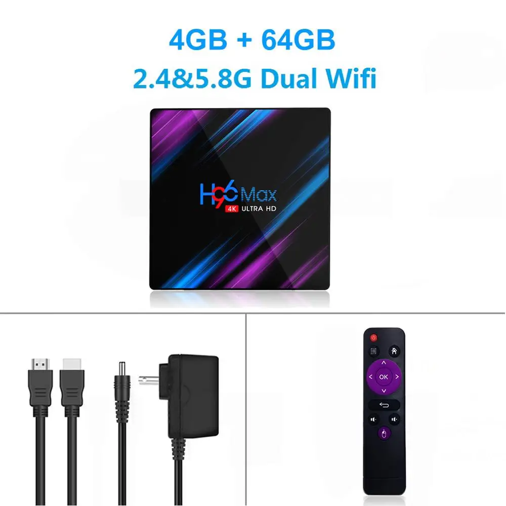 Android 9,0 tv Box H96 MAX Rockchip RK3318 4 Гб ОЗУ 32 Гб 64 Гб ПЗУ 4K Netflix Youtube потоковый медиаплеер LEMADO Smart tv Box - Цвет: 4G 64G