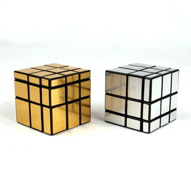 3x3x3 магический зеркальный куб Профессиональный Золотой и Серебряный литой пазл с