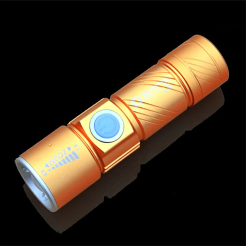 Светодиодный фонарик USB телескопический с аккумулятором 18650|flash light|torche militaireflashlight